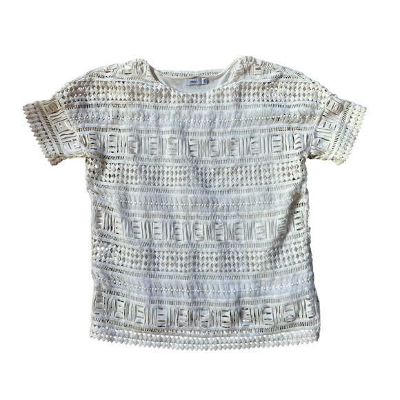 Vince Tops - Vince Laser Cut Short Sleeve Top Size S Cream